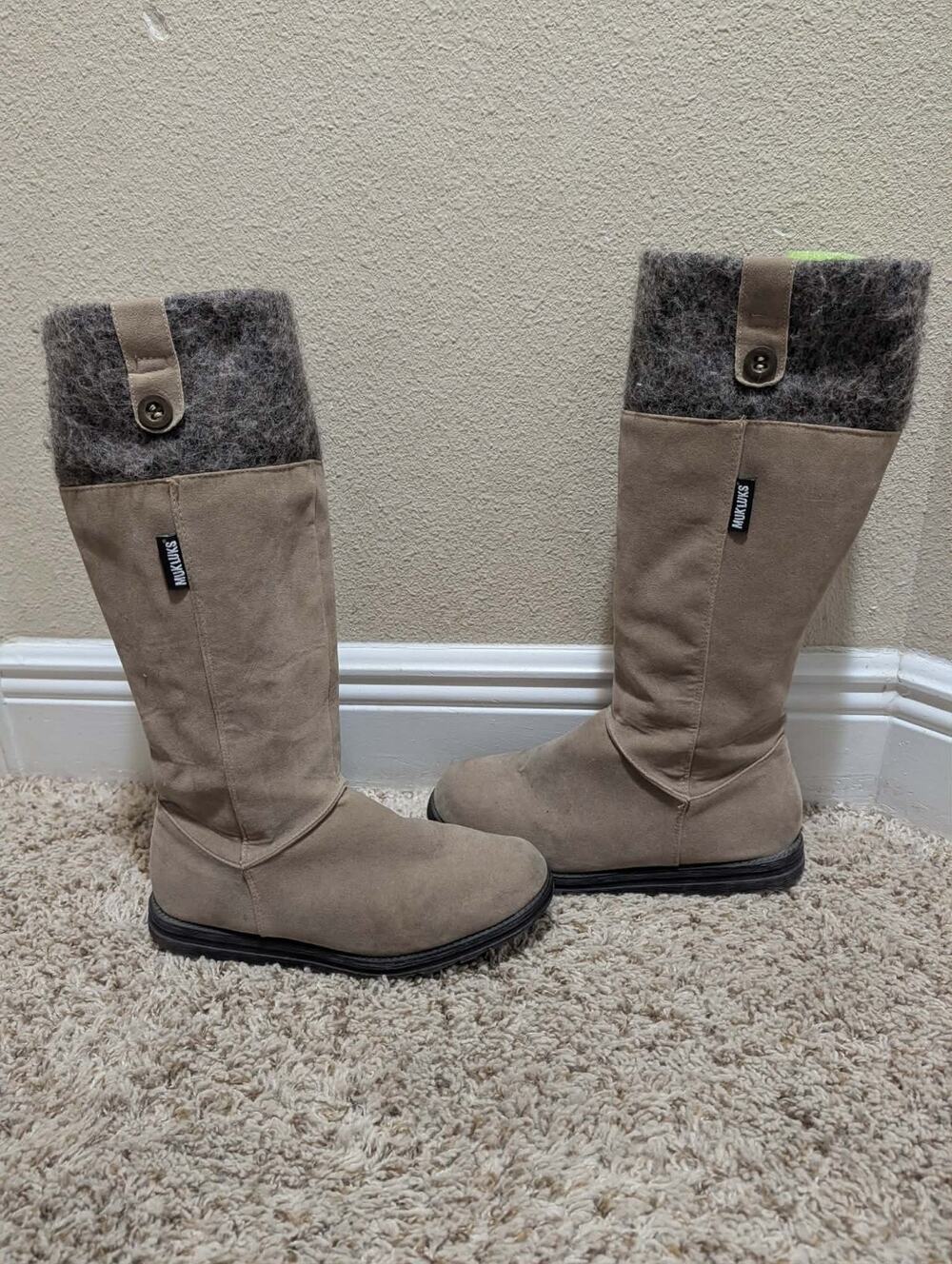 MUK LUKS Brown Knee-high Faux Fur Boots Women's Size 8 Side Zip